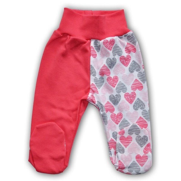 Kelnės su pėdutėmis ŠIRDELĖS avietinės