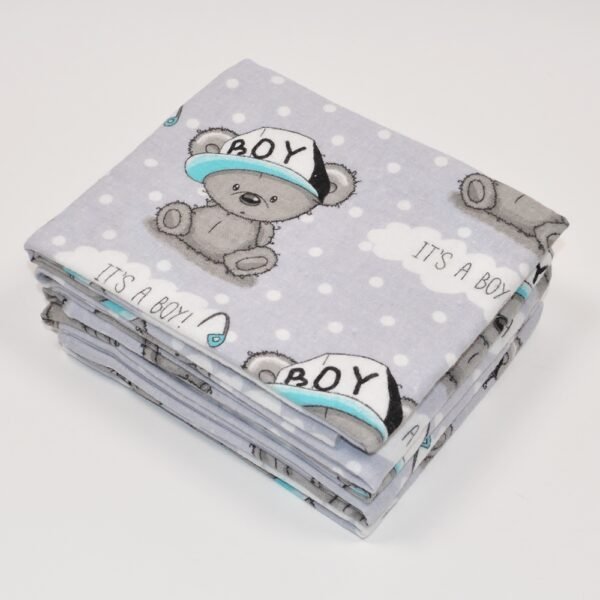 Flanelinis vystyklas BEAR BOY pilkas 70x80cm