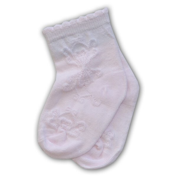 Rausvos ažūrinės kojinės